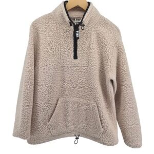 PINK Victorias Secret Sherpa Fleece Quarter Zip Pullover Womens M Teddy Cozy